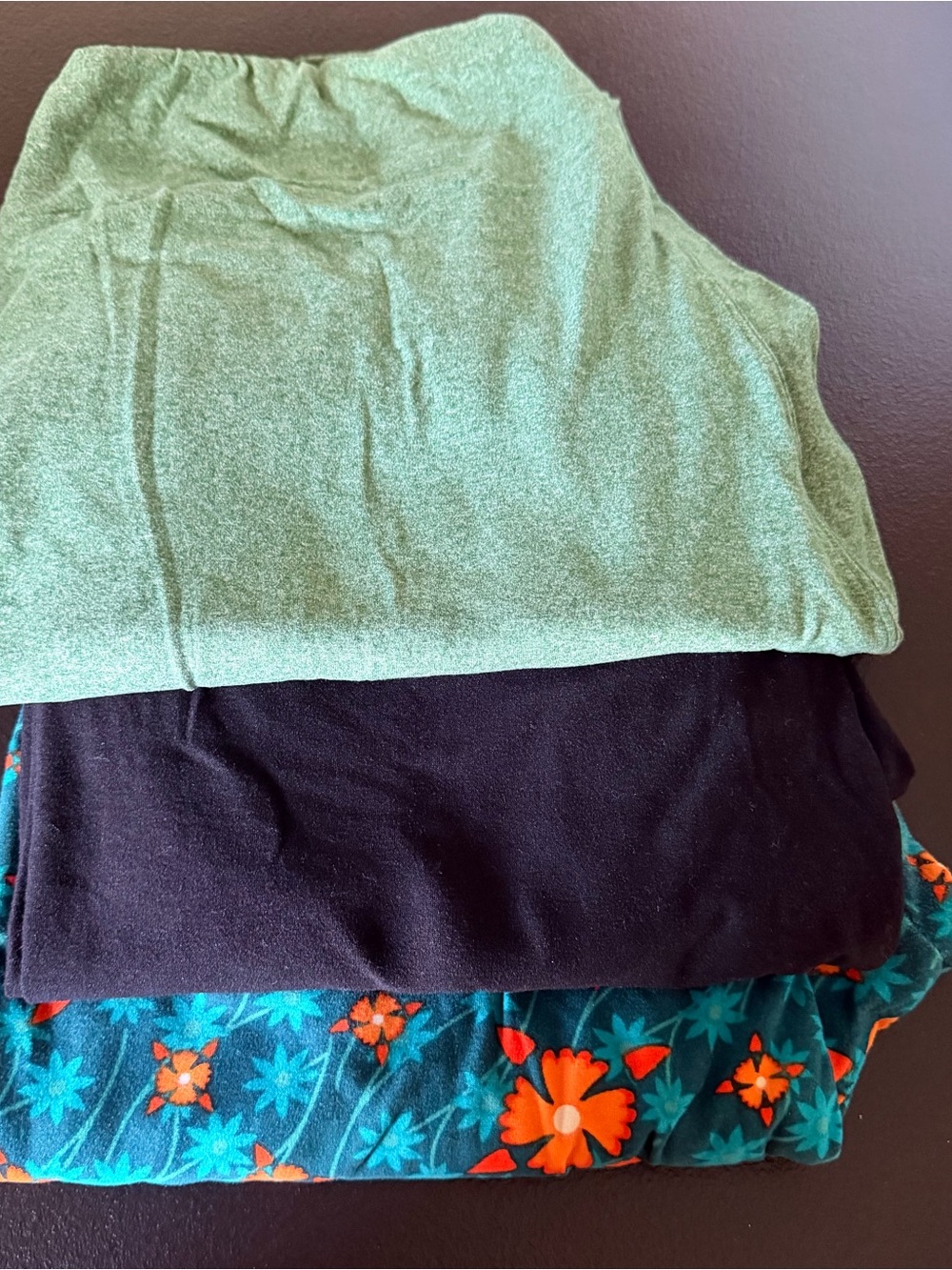 LuLaRoe Leggings Stack in Green, Black & Teal Floral